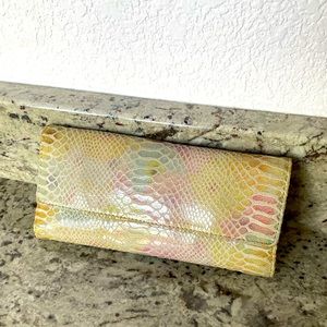 HOBO Trifold Rainbow Tiedye Snake Print Wallet